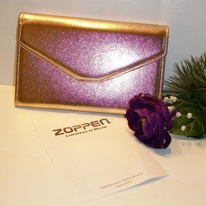 ZOPPEN Gold Metallic Travel Wallet Clutch Bag NWT 7.5 x 4.5